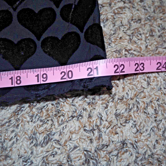 TALBOTS Black Velvet Burnout Hearts Blouson Top Size L Sheer Overlay Blouse - Picture 7 of 12